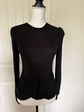 Topshop Black Long-Sleeve Twist-Hem Women's Top
